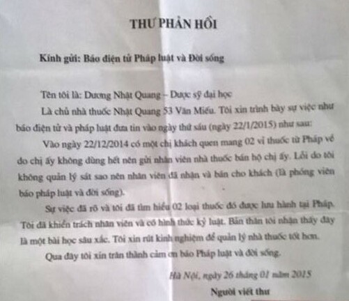 Nhà thuốc Nhật Quang thừa nhận bán thuốc xách tay